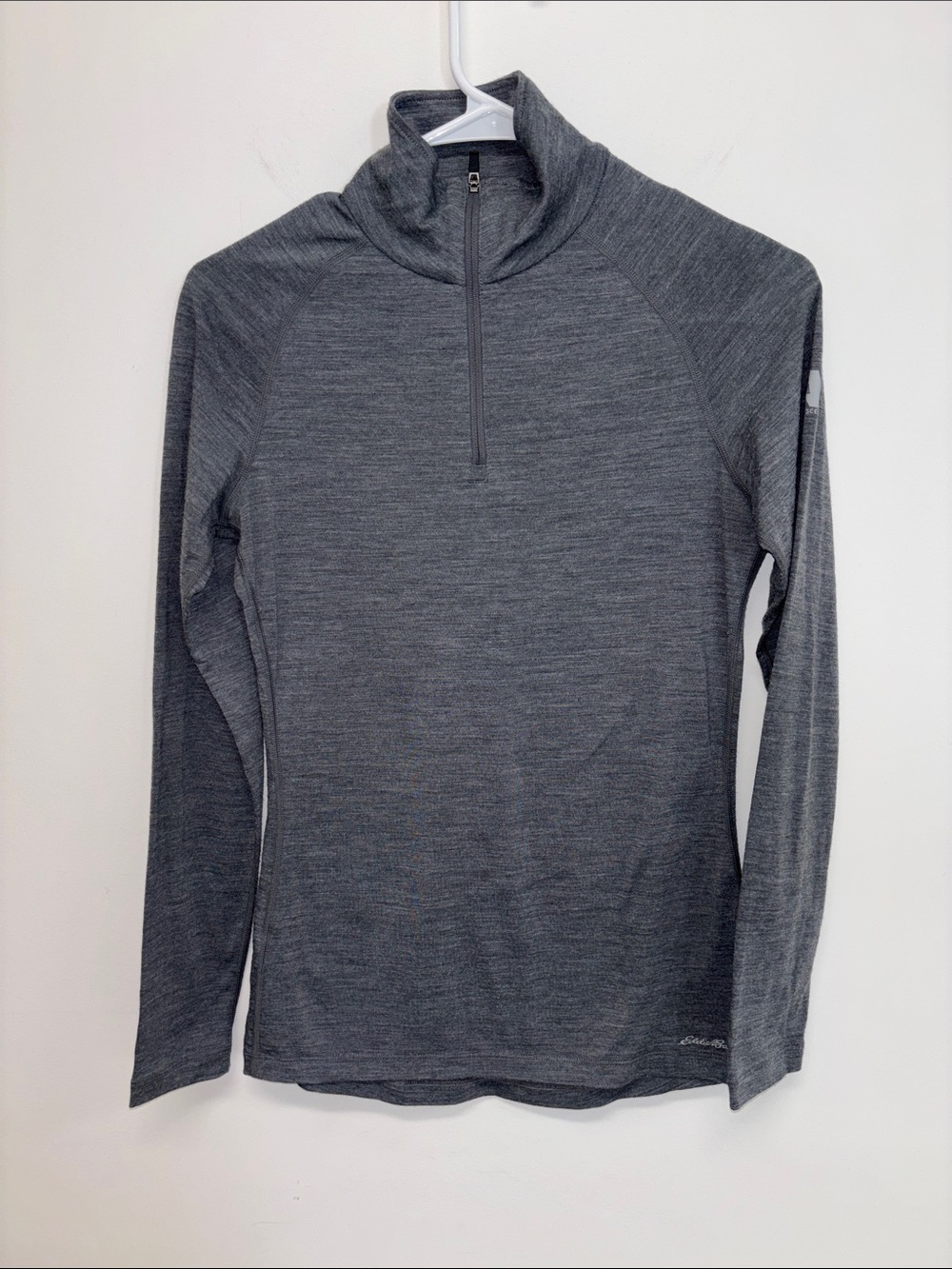 Eddie Bauer merino wool blend 1/4 quarter zip base layer pullover shirt S